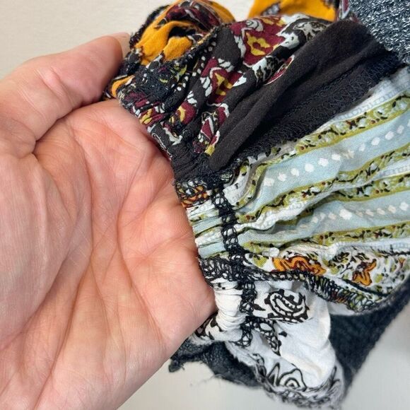 Free People We The Free Blossom Thermal Boho Patchwork  Balloon Sleeves Tunic L - Picture 3 of 11